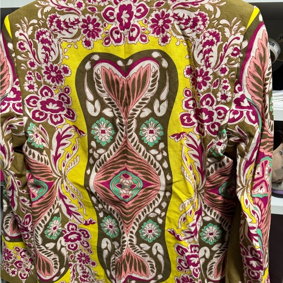 Zara Women's Yellow and Pink Patterned Blazer - Picture 2 of 2